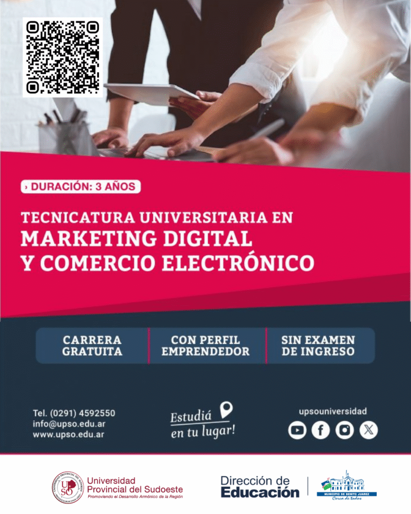 Preinscripción abierta para la Tecnicatura Universitaria en Marketing Digital y Comercio Electrónico de UPSO